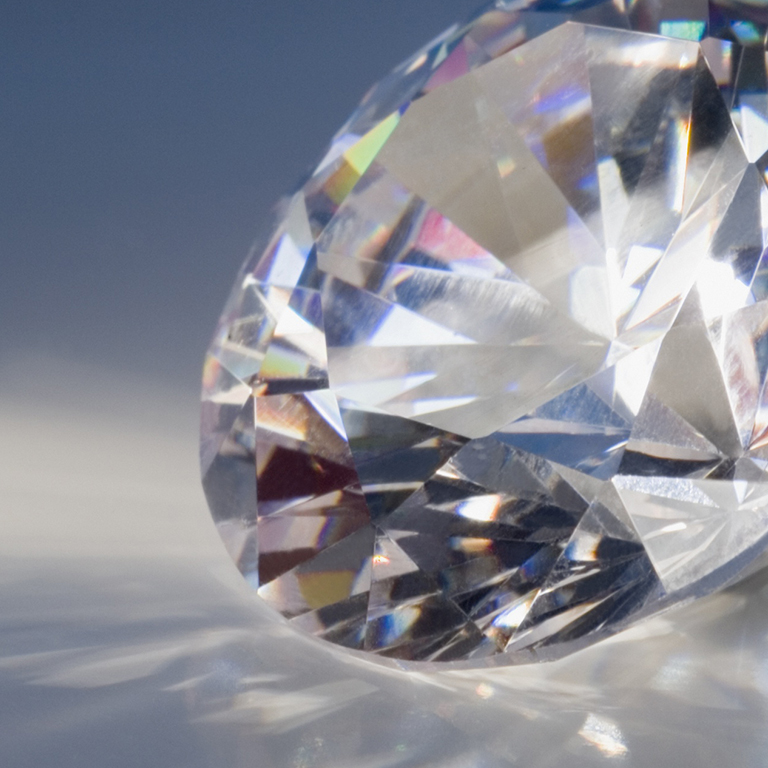 close up of diamond with reflection